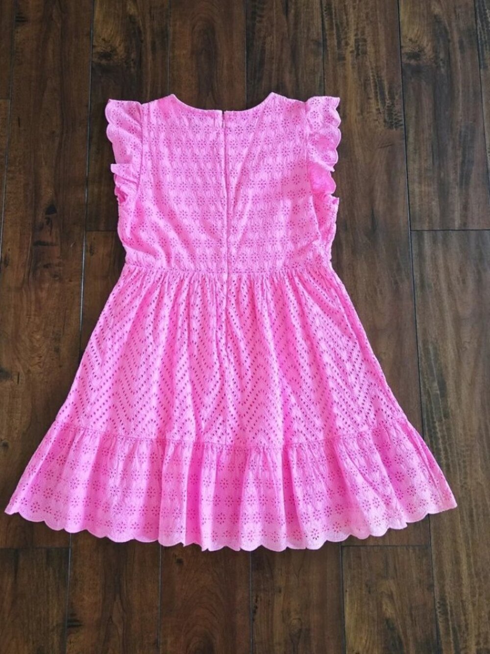 Vineyard Vines Allamanda Pink Wave Floral Eyelet Dress Size 12 - Picture 7 of 12